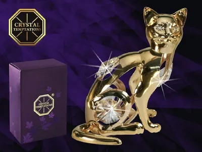 Produktbild von CRYSTAL TEMPTATIONS - Cat Katze 3746 Swarovski-Kristall 24k vergoldet 70 mm