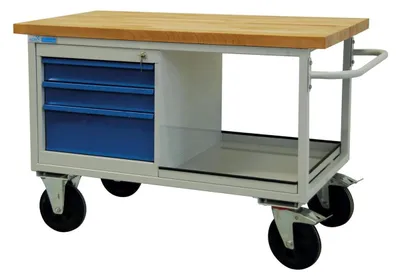 Produktbild von ADB Werkbank lichtgrau, lichtblau 3 Schubladen 130,0 x 60,0 x 82,7 cm