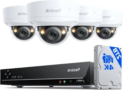 Immagine prodotto di Sistema di videosorveglianza dome 4K a 8 canali - Sistema di telecamere IP - Kit di telecamere PoE - Telecamera anti-vandalo