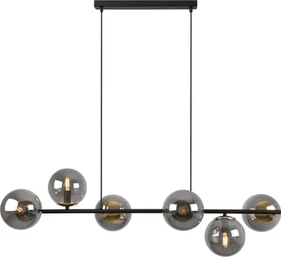 Immagine prodotto di Siena lampada a sospensione nero-oro 6 luci vetro grigio fumo E14
