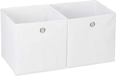 Produktbild von Stoffaufbewahrungsbox – Set aus 4 Stück – Quadratisch – Aufbewahrung für Regale – Stoffbox in Würfelform – 30 x 30 x 30 cm – Weiß