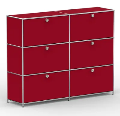 Produktbild von Hochschrank, 6 Schubladen, Schloss, Breite 152 cm, Rubinrot