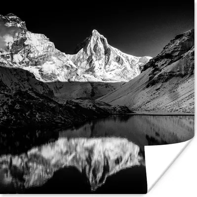 Produktbild von MuchoWow® Poster Kedartal Fotodruck schwarz/weiß 50x50 cm - Wohnzimmerdekoration