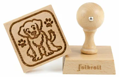 Image de Folkroll, tampon en bois pour biscuits en forme de chiot, 55x55 mm, idéal pour décorer des biscuits, des gâteaux et autres pâtisseries. Bois de hêtre. Référence : 336809