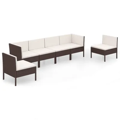 Immagine prodotto di vidaXL set 6 pezzi da giardino con cuscini in rattan marrone