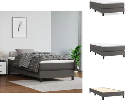 Image de vidaXL Lit Boxspring Gris 90x200 cm Similicuir - Lits et Sommiers