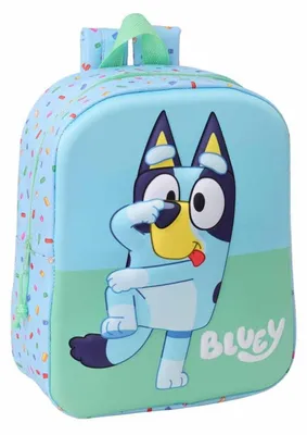 Imagen del producto de Mochila Safta Bluey 3D Mini, 6 litros, 32x43x14 cm, color azul, para niños, talla única