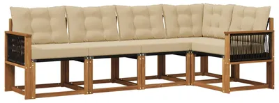 Immagine prodotto di vidaXL Set di divani da esterno, 5 pezzi, colore naturale e beige