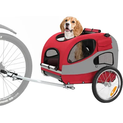 Produktbild von Hundefahrradanhänger 30 kg, Hundeanhänger Fahrradanhänger für Hunde, Haustier Fahrradanhänger mit Sicherheitsleine, Kissen und Reflektoren