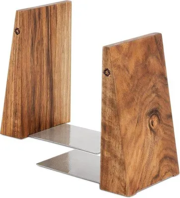 Productafbeelding van Famanu houten boekensteunen - ontwerp met notenbalk - modern en elegant