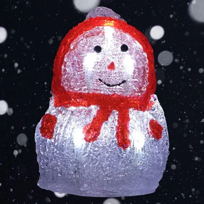 Image de Bonhomme de neige en acrylique LED 16 x 11 cm Décoration hivernale Décoration de Noël Figurine de Noël Figurine décorative