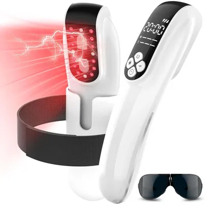 Obrázok produktu pre Terapia studeným laserom – prístroj na liečbu bolesti LLLT – 4×808 nm + 12×650 nm GaAlAs – časovač 5–20 minút – akumulátor 2600 mAh – zástrčka EÚ 220 V