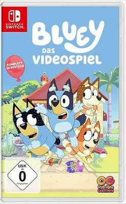 The image shows the game box for 'Bluey: Das Videospiel' for Nintendo Switch.