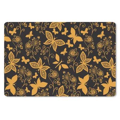 Produktbild von MuchoWow® Mauspad Mousepad Blumen - Schmetterling - Gold - Muster 27x18 cm - Mousepads - Maus Mat - Pad - Mausunterlage - Büroartikel - Desk Matten