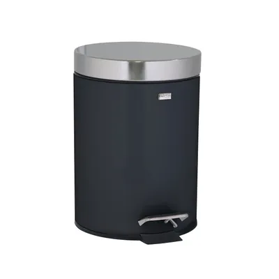 Produktbild von Axentia Kosmetikeimer Messina, schwarz, 3 L, Metallpedal, Edelstahldeckel, herausnehmbarer Einsatz, Ø 17 cm, H 24 cm