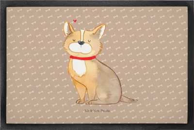 Produktbild von Mr. & Mrs. Panda Schmutzmatte Hund Glück 50 x 75 cm - Hundeglück - Geschenk, Liebe, Fußabstreifer, fußmatte, Spruch, Schmutzfänger, Herz, Sprüche, Fussmatte, Gummimatte