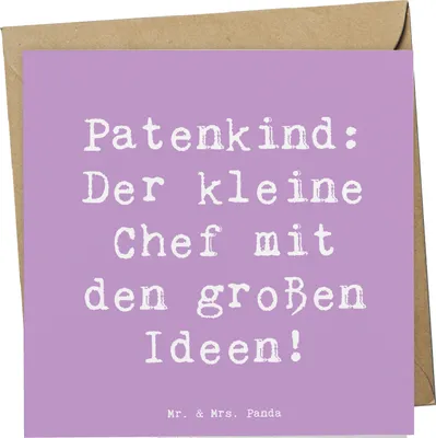 Produktbild von Mr. & Mrs. Panda Glückwunschkarte Spruch Patenkind Chef - Lavendeltraum - Geschenk, Familie, Geschenke, Klappkarte, Familienmitglieder, doppelkarte, Grußkarte, Liebe