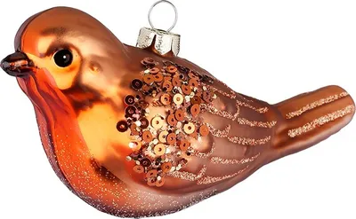 Produktbild von Christbaumschmuck Rotkehlchen Glas 5,5cm Rot Braun