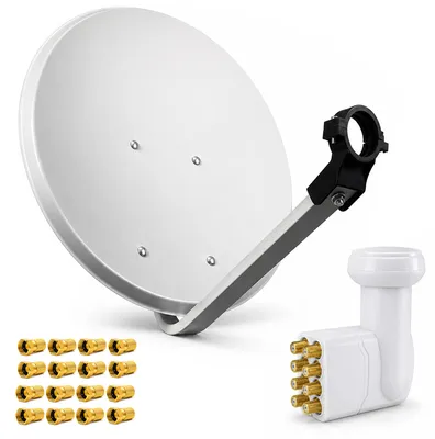 Immagine prodotto di Sistema PremiumX SAT 80cm antenna acciaio grigio chiaro Octo LNB 16x connettore F