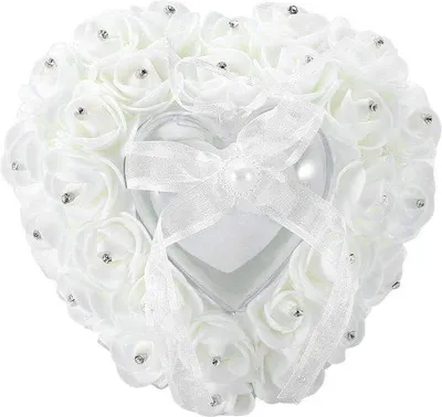Produktbild von Herzformige Hochzeitsringbox mit Rosenstein Dekor