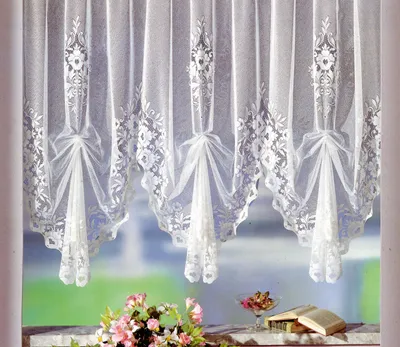 Produktbild von Heimtexland Hochraff Bogen Gardinen Store weiß Kräuselband Vorhang transparent Spitze Typ10 Höhe 175 cm bereits hochgerafft - 6 Bögen 300-360 cm Dekorationsbreite