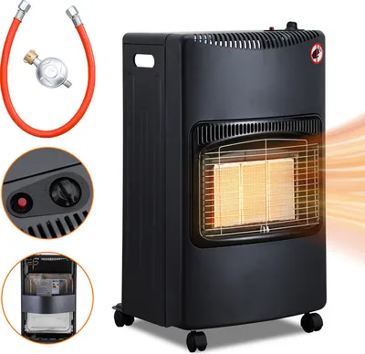 Obrázok produktu pre Yakimz vnútorný plynový ohrievač plynový ohrievač 4200 W vnútorný plynový ohrievač vrátane hadice a reduktora tlaku, infračervený keramický horák, sálavý ohrievač, plynové fľaše na bután alebo propán