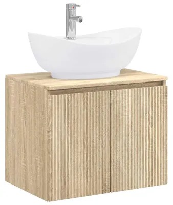 Imagen del producto de vidaXL Juego de muebles de baño en estilo Sonoma, fabricado con material de madera