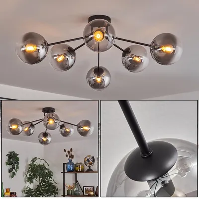 Produktbild von Fossobiubo Deckenlampe aus Metall/Glas in Schwarz/Rauchfarben/Klar