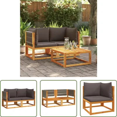 Produktbild von The Living Store Garten-Ecksofas mit Kissen 2 Stk. Massivholz Akazie