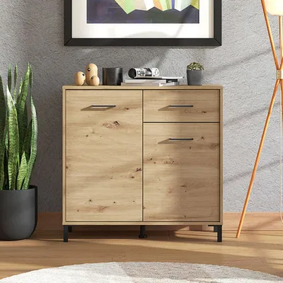 Produktbild von Laerruu - Anrichte, 93x40x90h cm Eiche Rustikal, eine Schublade