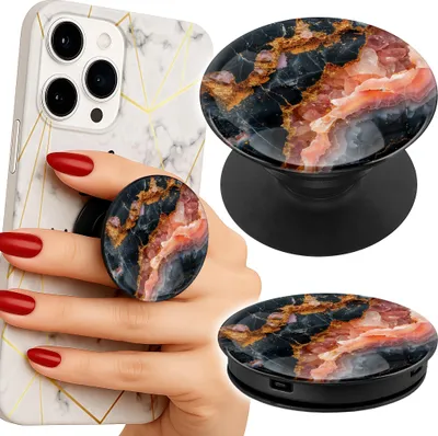 Obrázek produktu pro Popsocket Držák telefonu na prst / stojan Oranžový mramor Módní