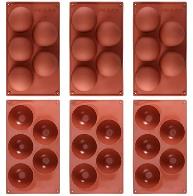 6er Set Halbkugel-Silikonformen 8 cm, 5 Kavitäten, backofenfest