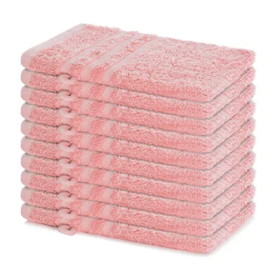 Produktbild von Lavea® 10er Set Waschhandschuh 15x21 cm – Waschhandschuhe aus 100% Baumwolle, weicher Frottee Waschlappen,  – Frottierserie Elena – Pastellrosa