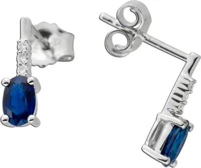 Produktbild von Saphir Ohrstecker Weißgold 585 14K Diamanten Natur Edelsteine