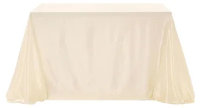 Immagine prodotto di Tovaglia in raso, 228 x 228 cm, color crema, con decorazioni fai-da-te a forma di fiocchi e perline, ideale per feste