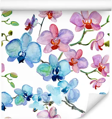 Produktbild von 10m VLIES TAPETE Rolle Blumen Knabenkraut Aquarell XXL