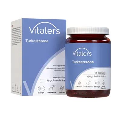 Obrázok produktu pre Vitaler's Turkesteron 500 mg – 60 kapsúl, vegánsky, bez konzervačných látok