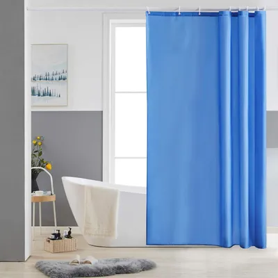 Immagine prodotto di Tenda da doccia in tessuto, 120x180 cm, blu, in poliestere, idrorepellente, lavabile, con 8 ganci
