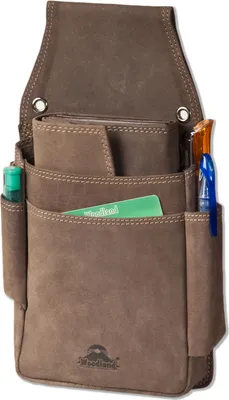 Produktbild von Woodland® Sehr robustes Profi-Kellnerbörsen-Holster aus weichem, naturbelassenem Büffelleder in Dunkelbraun/Taupe