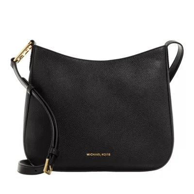 A black Michael Kors crossbody bag is shown against a white background.