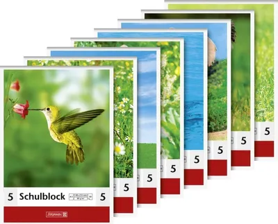 Produktbild von Schulblock A5 80g/qm 50 Blatt Lineatur 5 50 Blatt Motive sortiert Packung mit 10 Stück