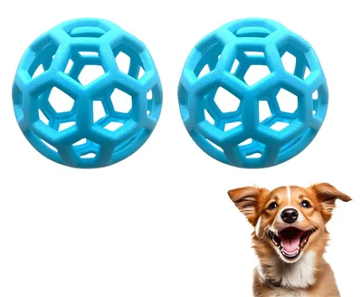 Produktbild von Set mit 2 Hundebällen, unzerstörbarer Hundeball, Kau- und Beißspielzeug, Hundeball für große, mittlere und kleine Hunde und Welpen, blau