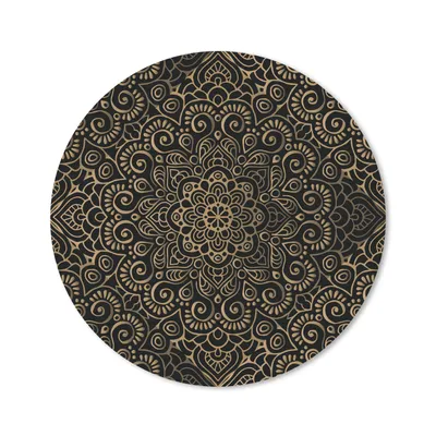 Produktbild von MuchoWow® Mauspad Mousepad Goldenes Muster auf schwarzem Hintergrund 30x30 cm - Mousepads - Maus Mat - Pad - Mausunterlage - Tischunterlage - Schreibtischmatten