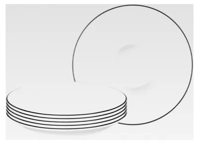 Produktbild von Eierbecher Set Lido Black Line, 6 Stück, ø 12,5 cm, Eierteller mit schwarzem Rand, Porzellan, Weiß