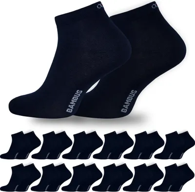 Produktbild von OCERA 12x Bambus Kurzschaft-Socken (Uni) für Damen und Herren in verschiedenen Farben - Blau 39/42