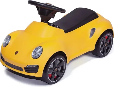 Zdjęcie produktu dla Samochód zjeżdżalnia Porsche 911 - dla dzieci od 1 do 3 lat - antypoślizgowe koła - żółty