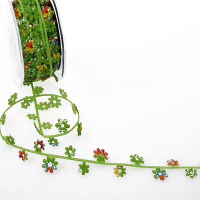 Produktbild von Blütengirlande - Filz - grün-bunt - 32mm - 10m - 90134 60