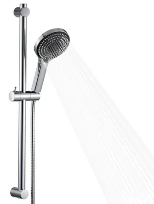 Produktbild von Duschsystem mit verstellbarem Duschkopf und flexiblen Brauseschlauch aus Edelstahl