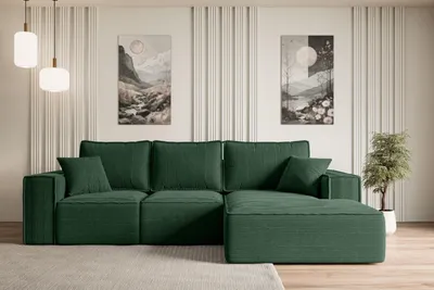 Produktbild von ALTDECOR Ecksofa mit Schlaffunktion und Bettkasten SERRA-L-S - 266x161x87 cm Grün - Corner Sofa Bett Eckcouch Couch L-Form Schlafcouch Ausziehbar Wohnlandschaft Schlafsofa Cauchsofa