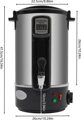 Wachsschmelzer zur Kerzenherstellung, 12 L mit beheiztem Auslaufhahn, Dunkel-Khaki, leicht zu reinigen, für Massenproduktion von Kerzen und Seifen